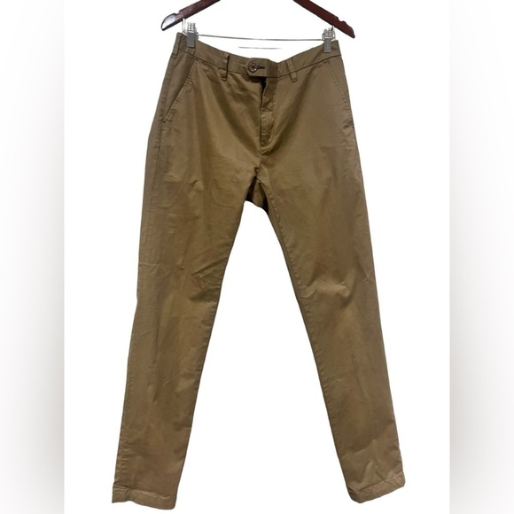 Ted Baker Teds Tall Fit Slim Fit Chino Khaki Brown Pants Mens 34T Career Busines - Picture 1 of 9